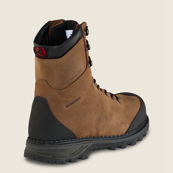 Red Wing Safety Boots Brown/Black - Red Wing Mens Burnside - 8-inch Waterproof Toe - VONCH-9352